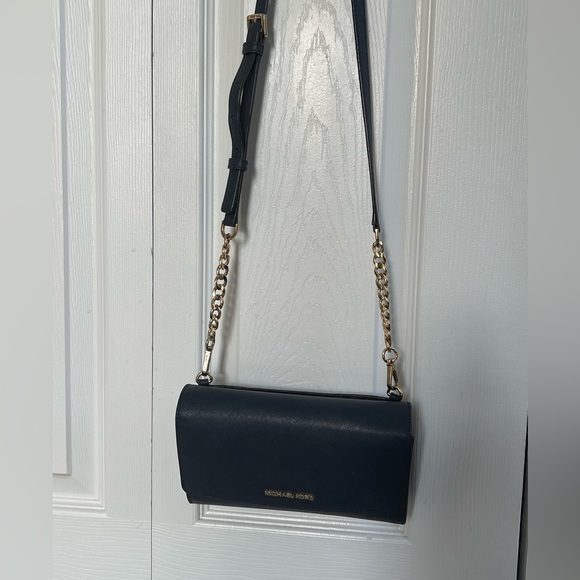 Michael Kors Navy Blue Crossbody with Gold Hardware - Picture 1 of 6